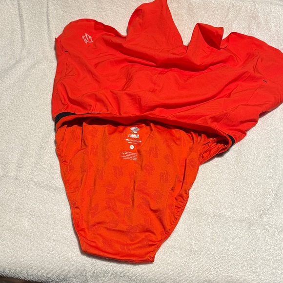 Orange Rabbit Athletic running Shorts with Black Waistband - Picture 3 of 8